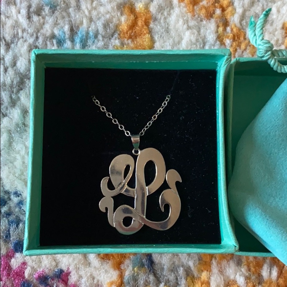 L Monogram Initial .925 sterling silver necklace